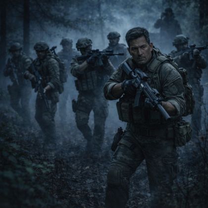 Ghost Nine covert reconnaissance team moving through darkness